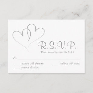 Twee harten intertwond Wedding RSVP-kaart RSVP Kaartje