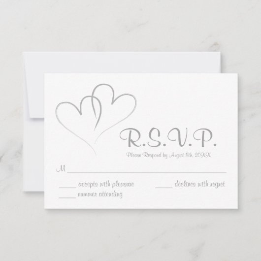 Twee harten intertwond Wedding RSVP-kaart RSVP Kaartje (Voorkant)