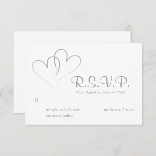 Twee harten intertwond Wedding RSVP-kaart RSVP Kaartje (Voorkant / Achterkant)