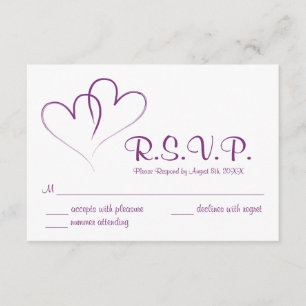 Twee harten intertwond Wedding RSVP-kaart RSVP Kaartje