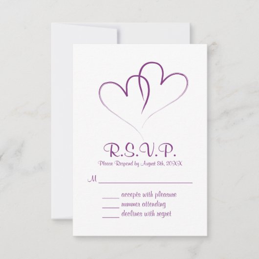Twee harten intertwond Wedding RSVP-kaart RSVP Kaartje (Voorkant)
