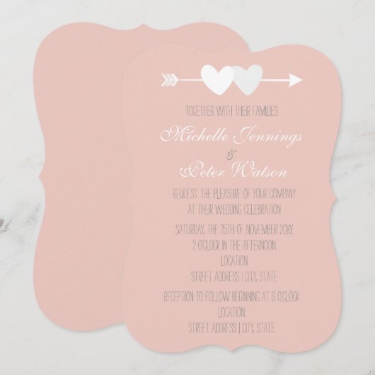 Twee harten kaart (Voorkant / Achterkant)