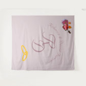 Twee Harten Katholieke Monogram Huwelijk Wandkleed (Voorkant (horizontaal))