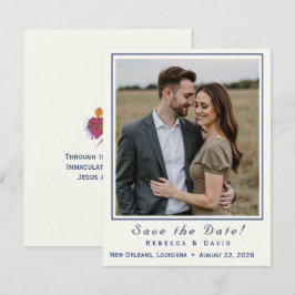Twee harten katholieke platte Save The Date kaart