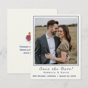 Twee harten katholieke platte Save The Date kaart