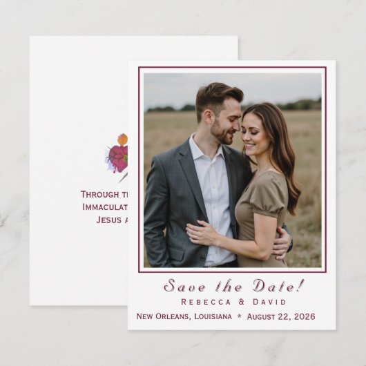 Twee Harten Katholieke Platte Save The Date Kaart (Voorkant / Achterkant)