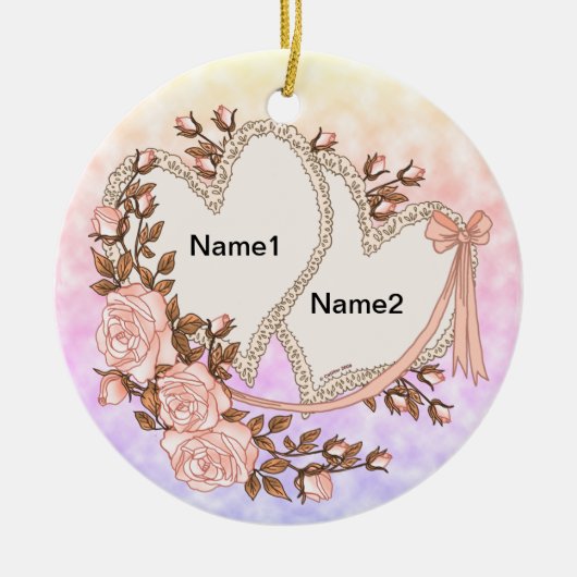 Twee harten keramisch ornament (Voorkant)