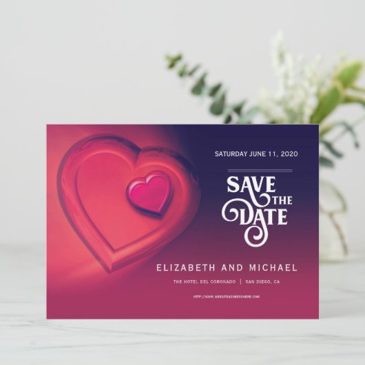 Twee harten kloppen als één (versie 1) save the date (Staand voorkant)