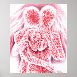 Twee harten kloppen samen poster
