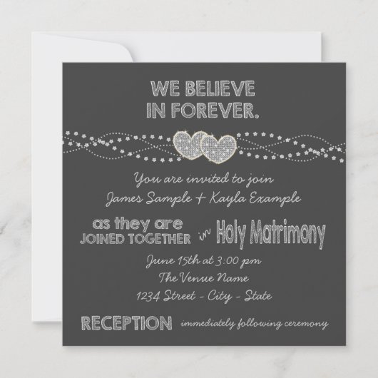 Twee harten krijtbord bruiloft kaart (Voorkant)