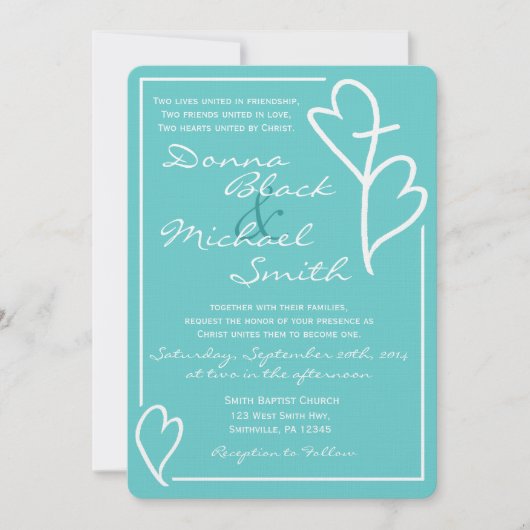 Twee harten kruisverhoor voor religie kaart (Voorkant)