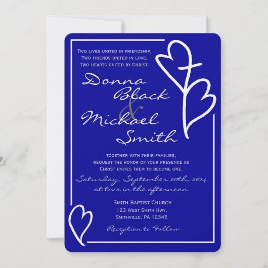 Twee harten kruisverhoor voor religie kaart (Voorkant)