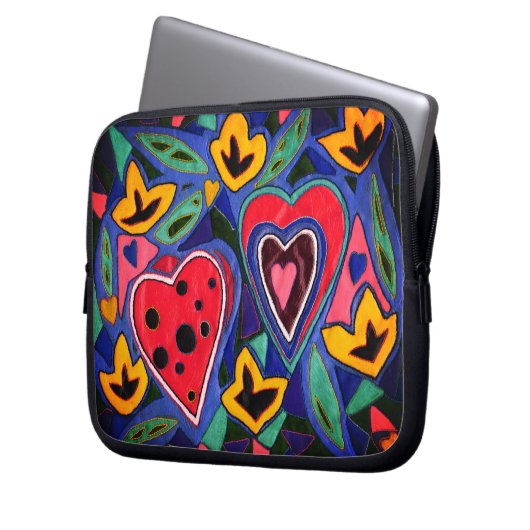 Twee harten laptop sleeve (Voorkant Links)