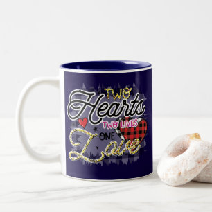Twee harten leven één liefde, Valentijnsdag Tweekleurige Koffiemok