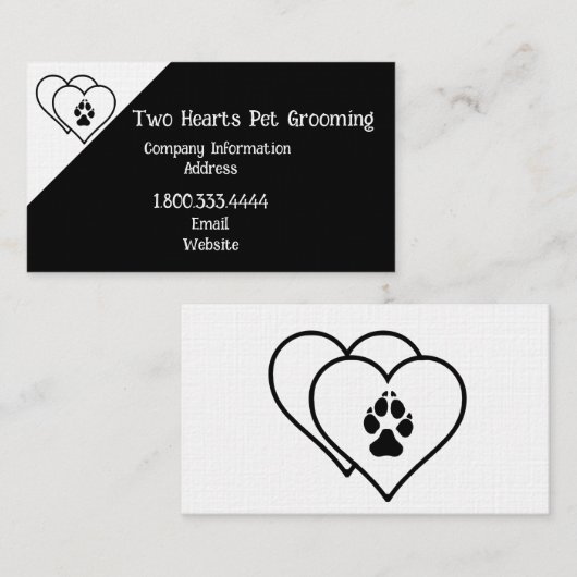 Twee harten liefdesdieren eten op maat visitekaartje (Voorkant / Achterkant)