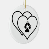 Twee harten liefdeshonden Logo voetafdruk voetafdr Keramisch Ornament (Rechts)