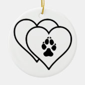 Twee harten liefdeshonden Logo voetafdruk voetafdr Keramisch Ornament (Voorkant)