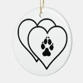 Twee harten liefdeshonden Logo voetafdruk voetafdr Keramisch Ornament (Links)