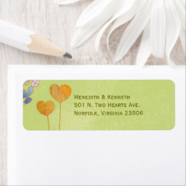 Twee harten Lime Green Wedding Return-adres Etiket