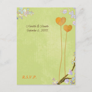 Twee harten Lime Green Wedding RSVP Uitnodiging Briefkaart