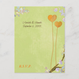 Twee harten Lime Green Wedding RSVP Uitnodiging Briefkaart