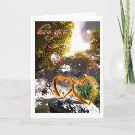 Twee harten "Love You" Kaart (Voorkant)