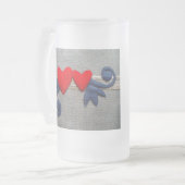 Twee harten matglas bierpul (Voorkant links)