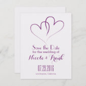 Twee harten met elkaar verbonden sparen de Datum - Save The Date (Voorkant / Achterkant)