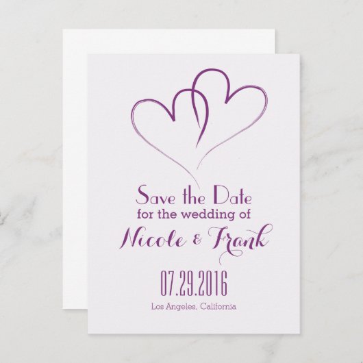 Twee harten met elkaar verweven Save the Date -Paa Aankondigingskaart (Voorkant / Achterkant)