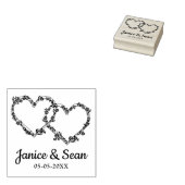 Twee harten met takken & Wilde bloemen Rubberstempel (Gestempeld)