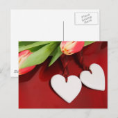 Twee harten met tulpen briefkaart (Voorkant / Achterkant)