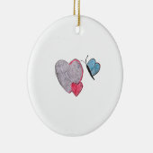 Twee harten met vlinders keramisch ornament (Rechts)