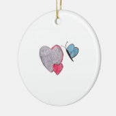 Twee harten met vlinders keramisch ornament (Links)