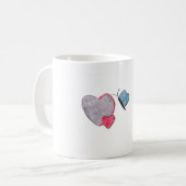 Twee harten met vlinders koffiemok (Voorkant links)
