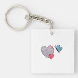 Twee harten met vlinders sleutelhanger