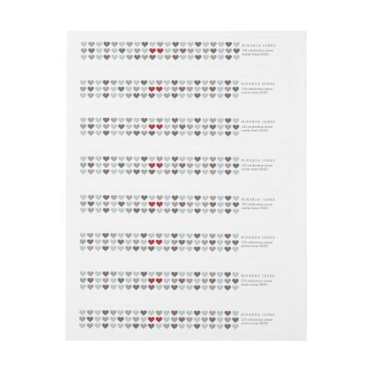 Twee harten Modern Wraparound-adreslabel (Vel)