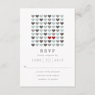 Twee harten moderne RSVP-reactiekaart voor bruilof RSVP Kaartje
