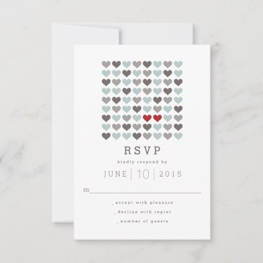 Twee harten moderne RSVP-reactiekaart voor bruilof RSVP Kaartje (Voorkant)