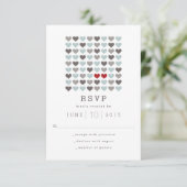 Twee harten moderne RSVP-reactiekaart voor bruilof RSVP Kaartje (Staand voorkant)