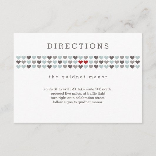 Twee Harten Moderne Trouwrouwaanwijzingen Plaats K Informatiekaartje (Voorkant)