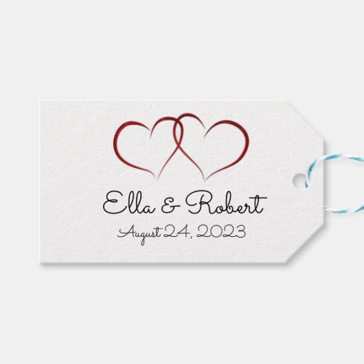 Twee harten monogrammen cadeau label cadeaulabel (Voorkant (Horizontaal))