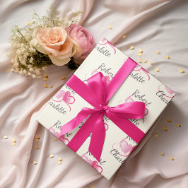 Twee harten ontmoeten als één aanpasbare bruiloft cadeaupapier