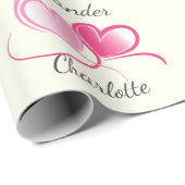 Twee harten ontmoeten als één aanpasbare bruiloft cadeaupapier (Rol Hoek)