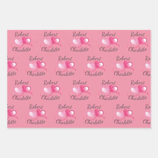 Twee harten ontmoeten als één aanpasbare bruiloft inpakpapier vel (Voorkant 3)