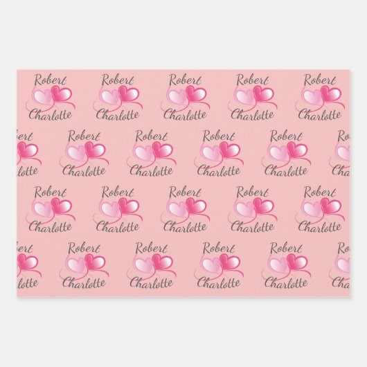 Twee harten ontmoeten als één aanpasbare bruiloft inpakpapier vel (Voorkant 2)