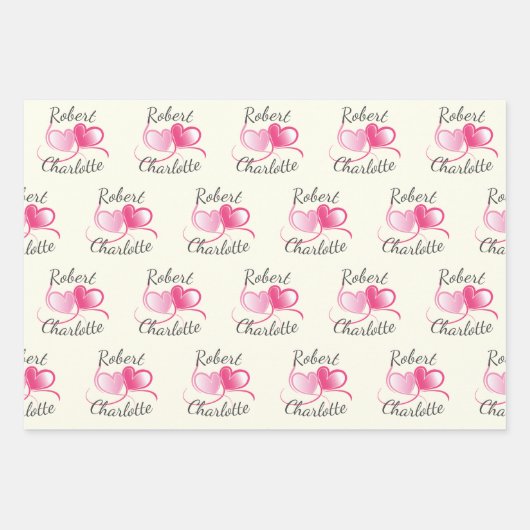 Twee harten ontmoeten als één aanpasbare bruiloft inpakpapier vel (Voorkant)