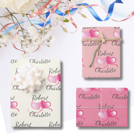 Twee harten ontmoeten als één aanpasbare bruiloft inpakpapier vel