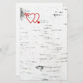 Twee harten op een berkenschors briefpapier (Voorkant / Achterkant)