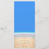 Twee harten op het Beach Wedding Bright Blue-menu Menu (Achterkant)