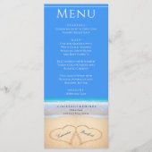 Twee harten op het Beach Wedding Bright Blue-menu Menu (Voorkant)